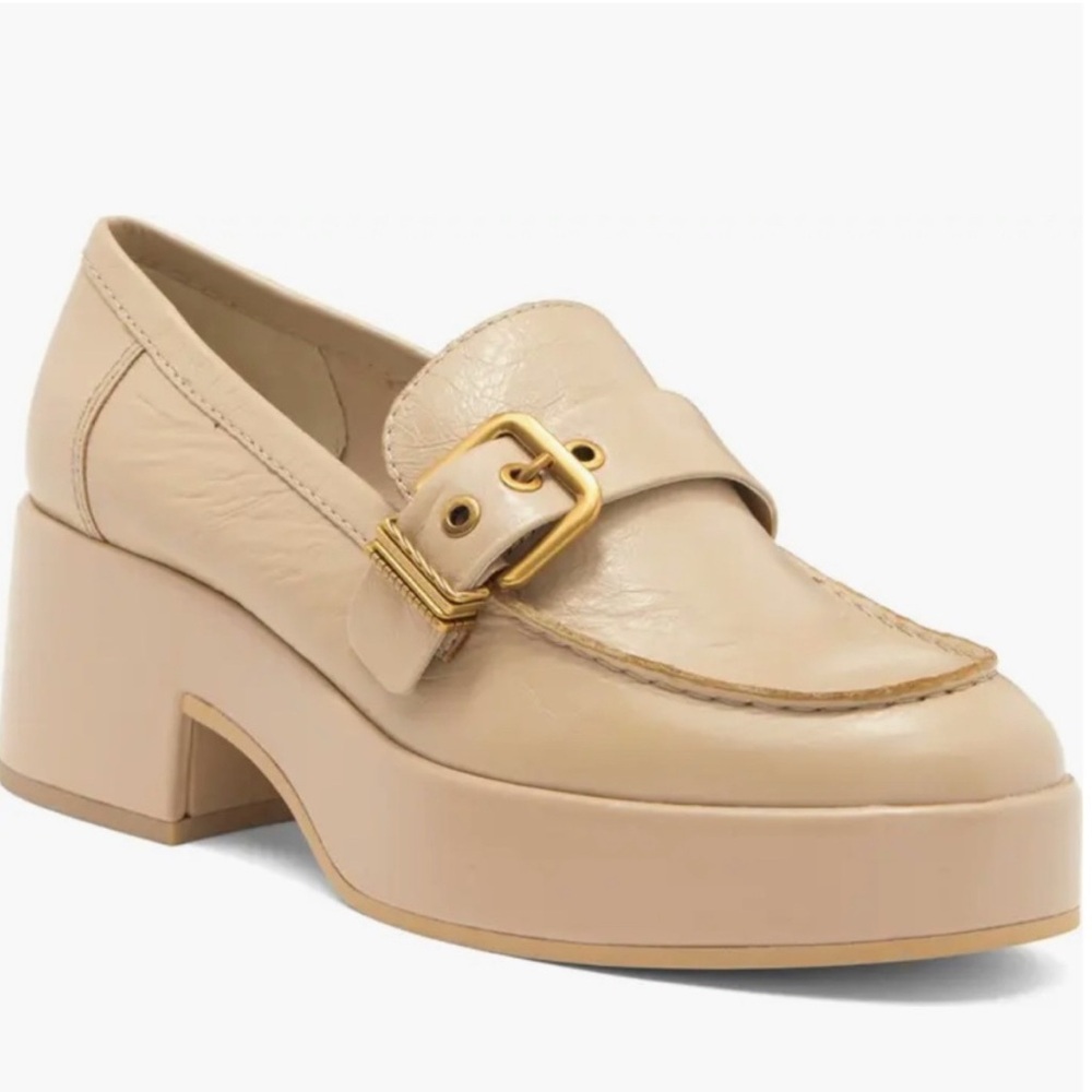 Dolce Vita 9.5‎ Yonder loafer chunky platform sole nude leather buckle slip on